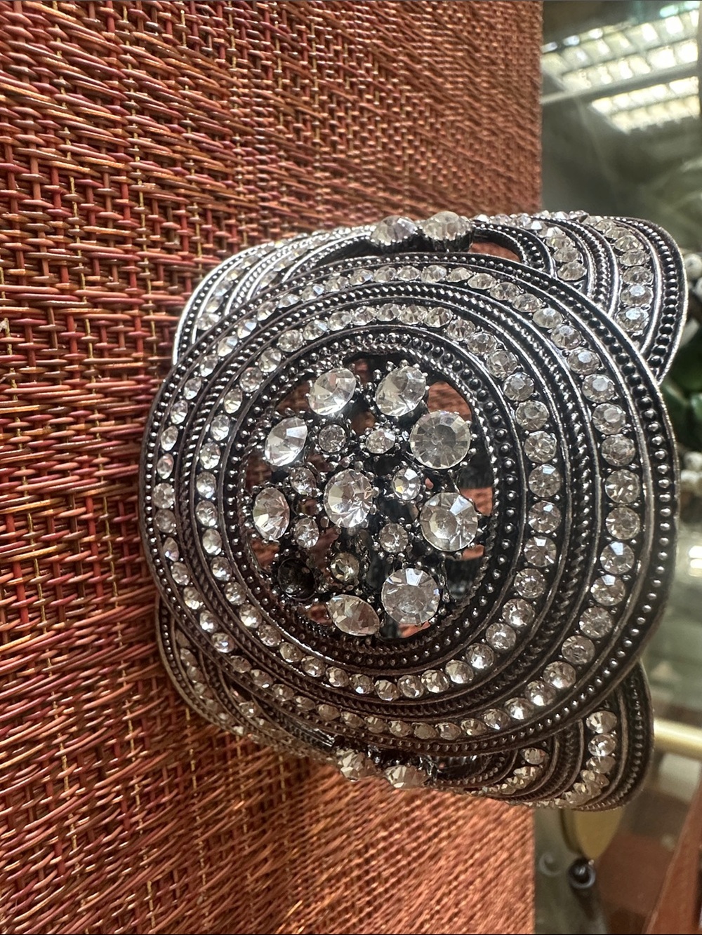 Sparkling Crystal Rhinestone Cuff Bracelet - Silver Tones